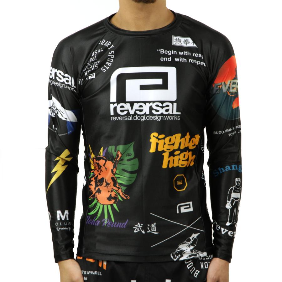 リバーサル メンズ 長袖ラッシュガード 正規販売店 REVERSAL クルーネック ロングスリーブ ALL STAR LONG RASH GUARD 黒 r 父の日 プレゼント ラッピング_1