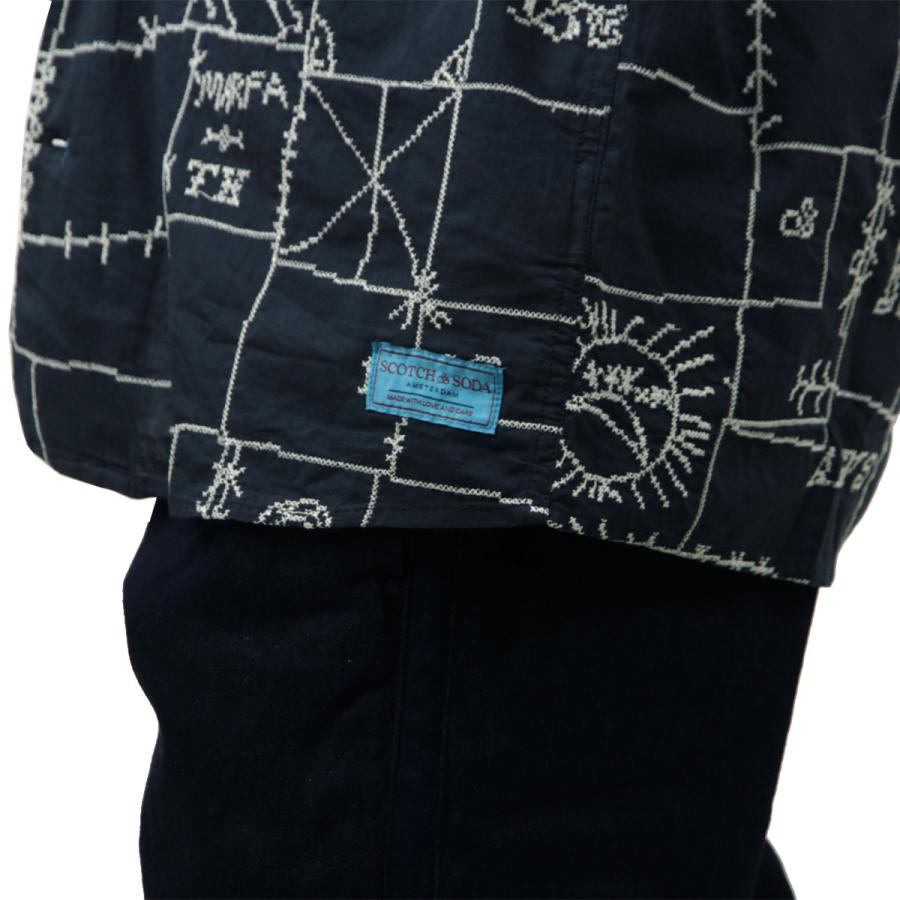スコッチアンドソーダ メンズ 開襟シャツ 正規販売店 SCOTCH&SODA 長袖 ALLOVER EMBROIDERED SHIRT MARFA CROSS STITCH CA 父の日 プレゼント ラッピングの画像