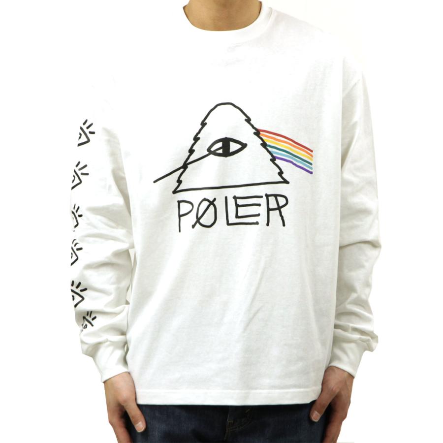 ポーラー メンズ 長袖Tシャツ 正規販売店 POLER クルーネック ロゴ 袖プリント PSYCHEDELIC RELAX FIT L/S TEE WHITE MCV0067 | POLeR | 01
