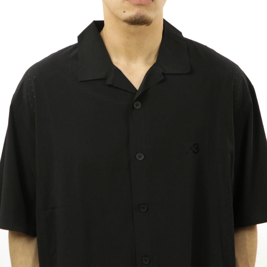 ワイスリー メンズ 半袖シャツ 正規品 Y-3 ボタンダウン ロゴ カジュアルシャツ M LT WOV SHIRT BLACK KF6044 父の日 プレゼント ラッピングの画像