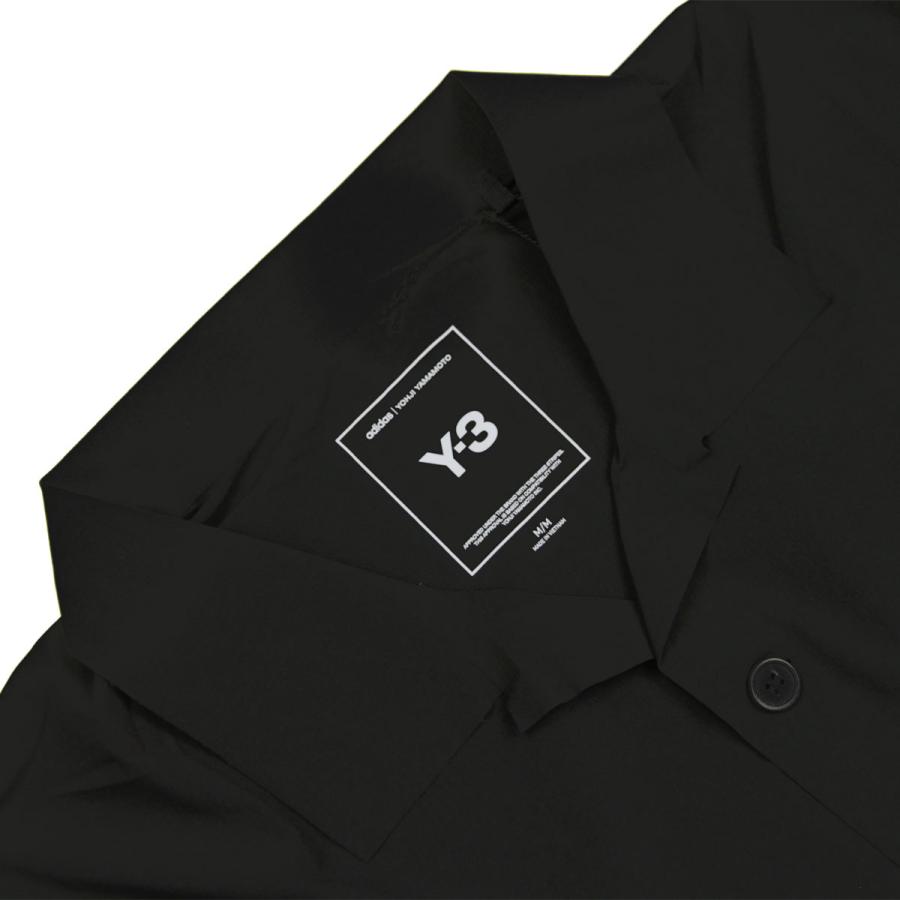 ワイスリー メンズ 半袖シャツ 正規品 Y-3 ボタンダウン ロゴ カジュアルシャツ M LT WOV SHIRT BLACK KF6044 父の日 プレゼント ラッピングの画像