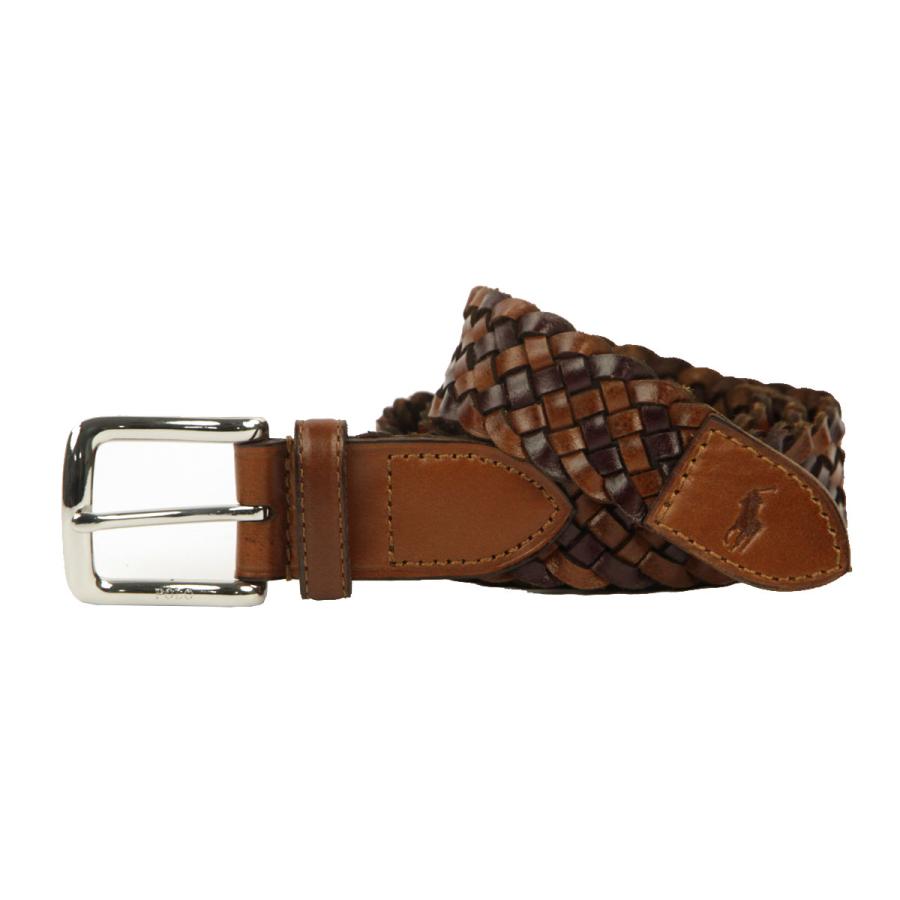 ポロ ラルフローレン メンズ ベルト 正規品 POLO RALPH LAUREN レザー メッシュベルト WSTEND BRAID-BELT SADDLE/DARK BRO 父の日 プレゼント ラッピングの画像