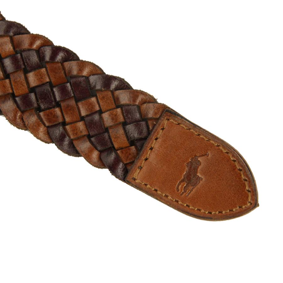 ポロ ラルフローレン メンズ ベルト 正規品 POLO RALPH LAUREN レザー メッシュベルト WSTEND BRAID-BELT SADDLE/DARK BRO 父の日 プレゼント ラッピングの画像