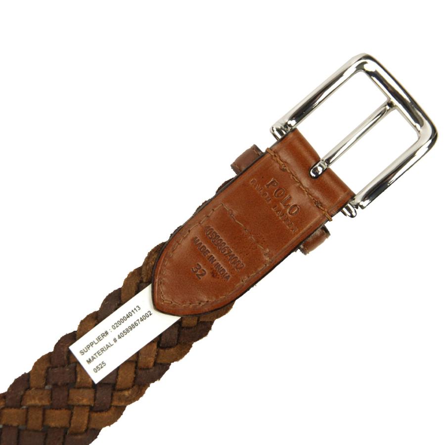 ポロ ラルフローレン メンズ ベルト 正規品 POLO RALPH LAUREN レザー メッシュベルト WSTEND BRAID-BELT SADDLE/DARK BRO 父の日 プレゼント ラッピングの画像