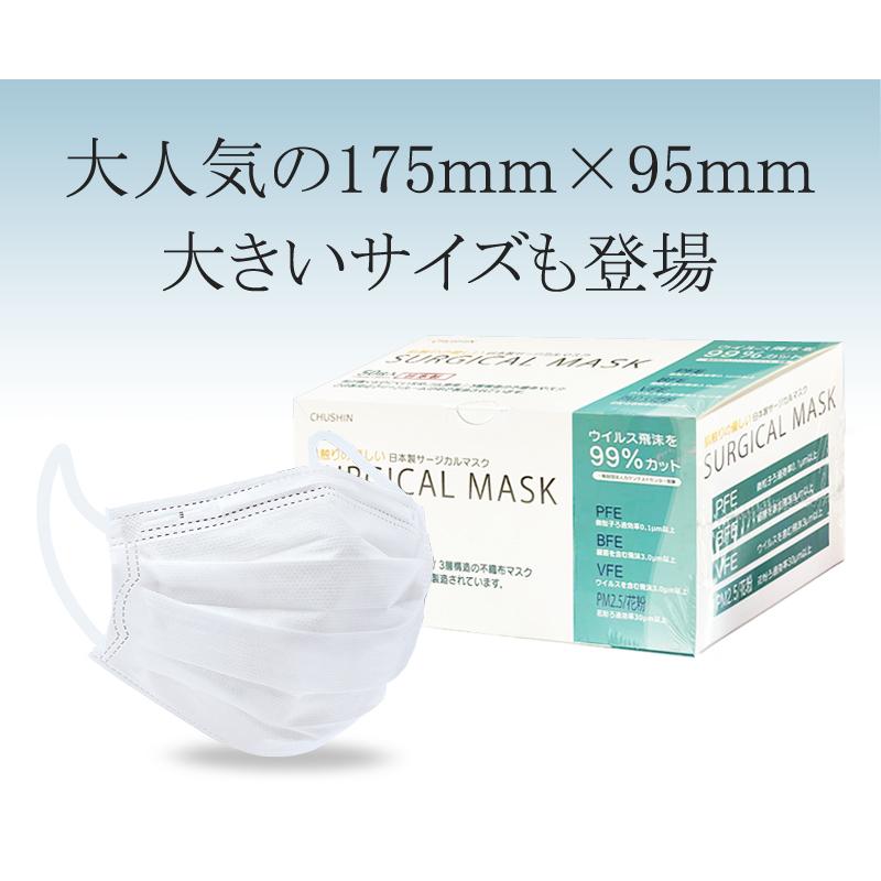 日本製マスク 不織布 50枚 大きめサイズ 175mm 使い捨てマスク 平ゴム 大人用 子供用 男女兼用 マスクゴム メルトブロー ほこり ウイルス 花粉対策 飛沫防止 Chushin 5 Mixsim 通販 Yahoo ショッピング