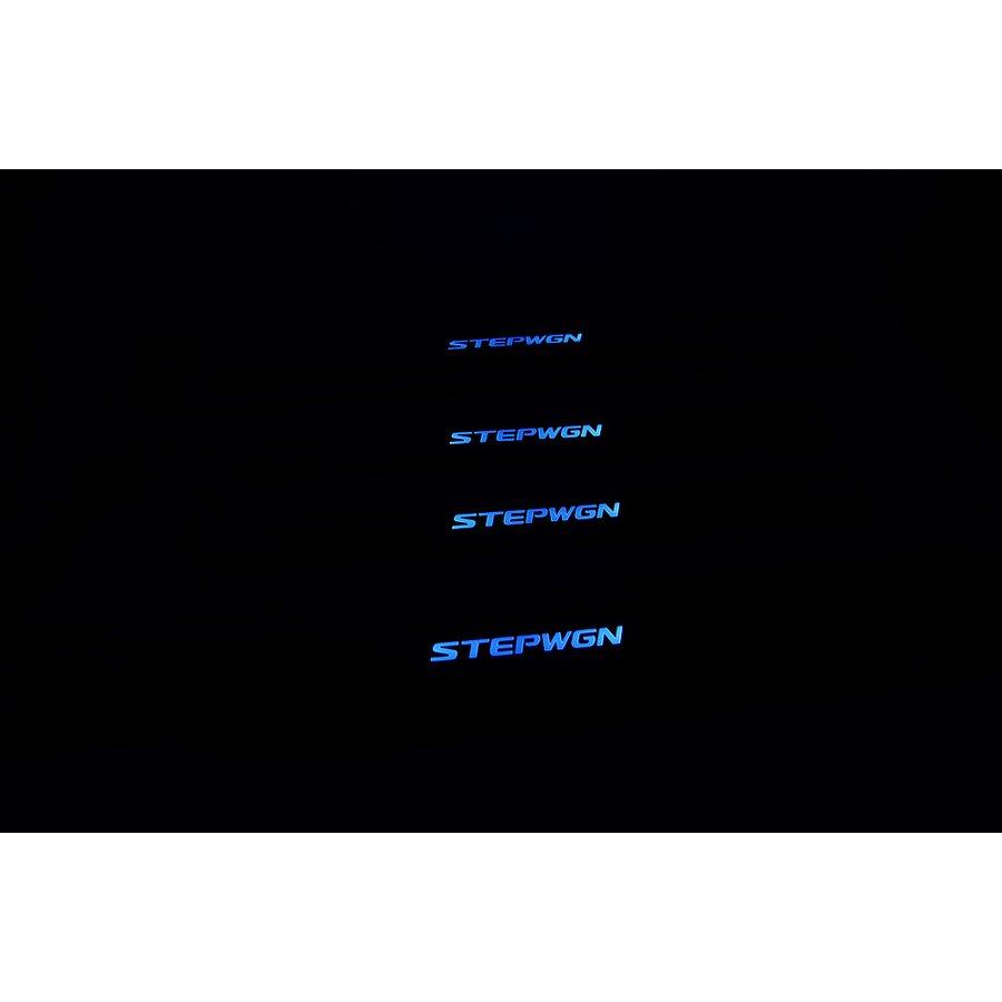 ステップワゴンRKスカッフプレート LED 4枚セット ステップワゴンLEDスカッフプレート青発光 ステンレス製4枚セット