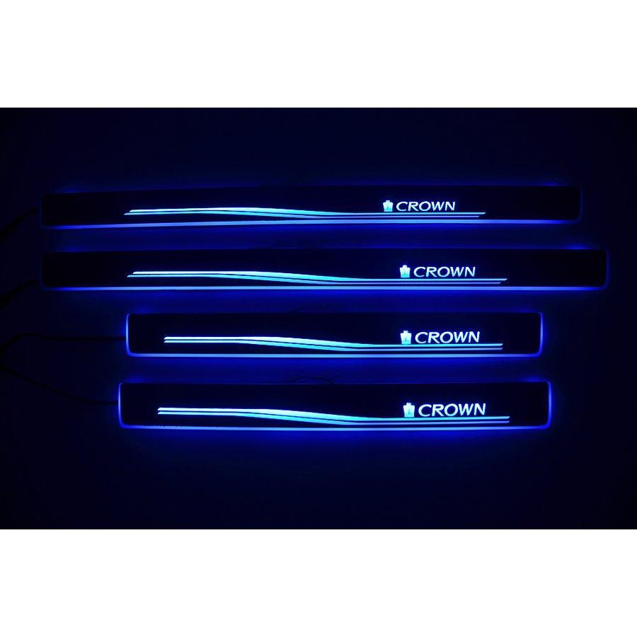 即納！新デザイン クラウン CROWN スカッフプレートLEDブルー 青