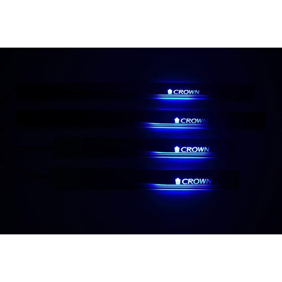 即納！新デザイン クラウン CROWN スカッフプレートLEDブルー 青
