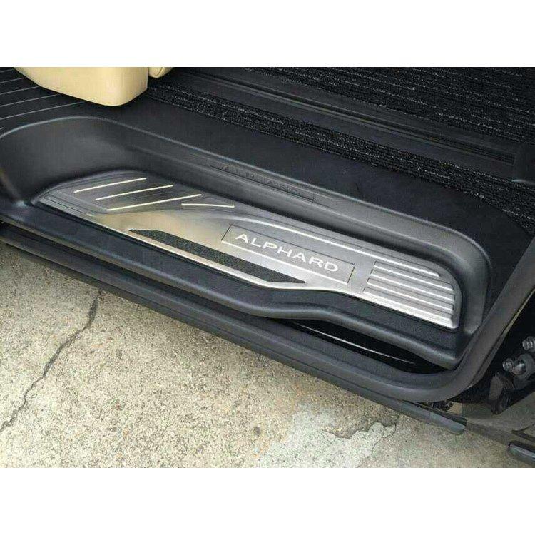 新型ヴェルファイア30系LEDスカッフプレート8ピースセット上下段青発光