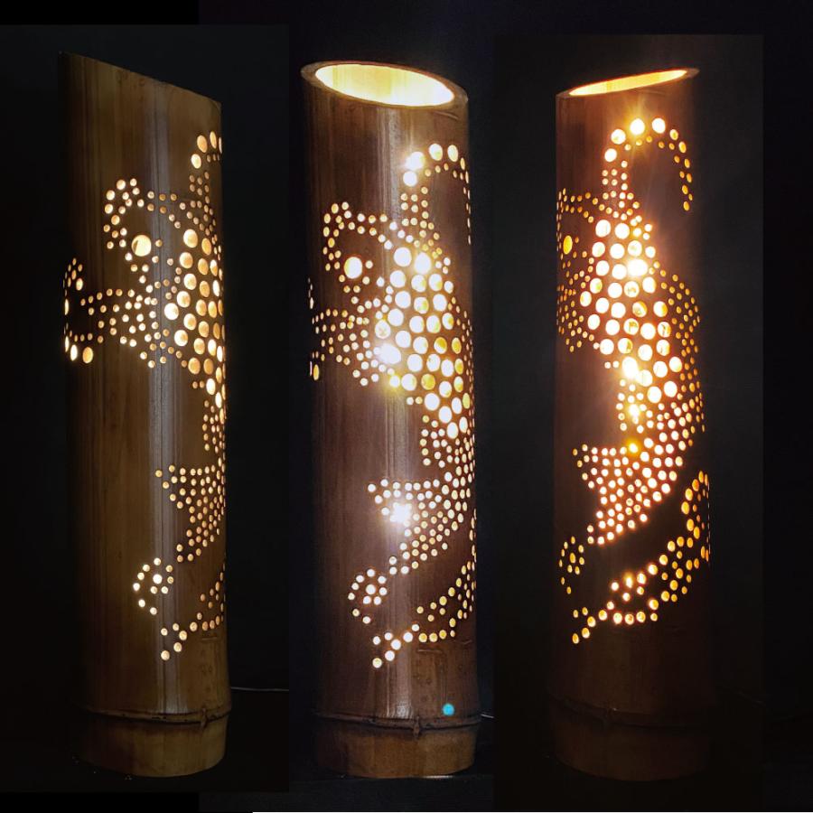 竹あかり 鯉弐 間接照明 おしゃれ 竹灯篭 野宿の灯 上州華寓夜 1節1段