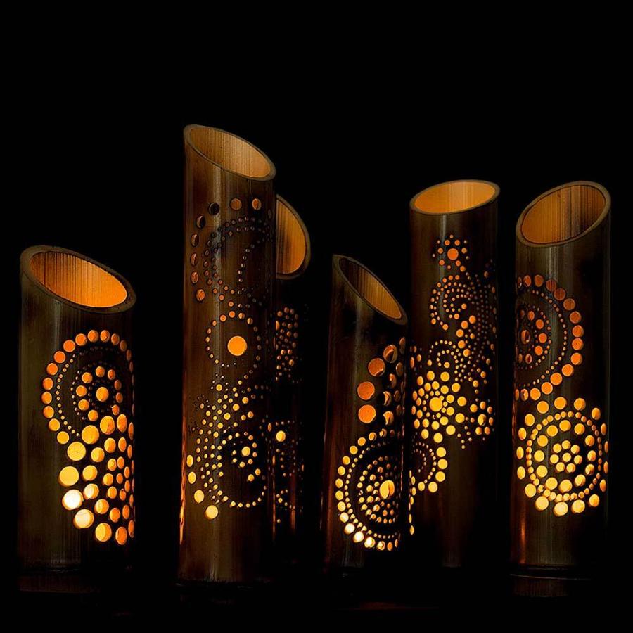 間接照明 おしゃれ 竹灯篭 野宿の灯 上州華寓夜 3節 孔雀 竹あかり cpt