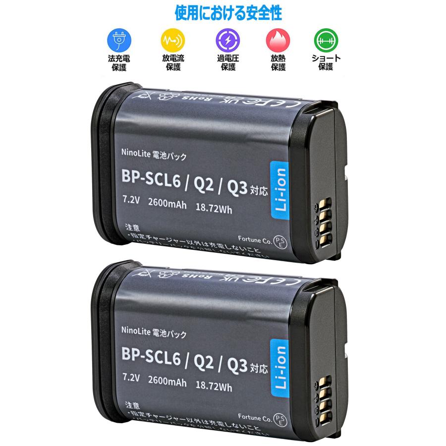 NinoLite ライカ SL/Q2/Q3シリーズ用 リチウムイオンバッテリー2個