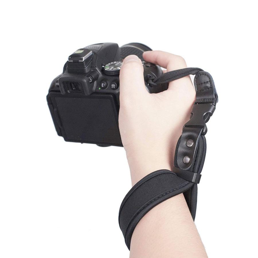 TKG』 カメラ用ハンドストラップ 手首をしっかり固定 簡単取付・取り外し 黒色 弾力性ネオプレン材質のリストストラップ :handstrap