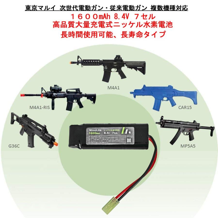 TKG）NinoLiteブラックラベル 電池 東京マルイ ミニS　対応バッテリー コンパクトサイズ 大容量1600mAh 増量使用時間が２３％アップ！ 電動ガン用｜mixy4｜05