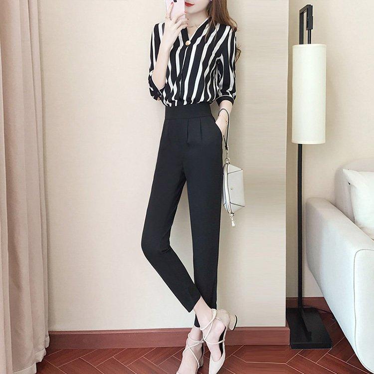 21年新作入荷 ストラップ 五分袖ブラウス 通勤 オシャレ 春夏セットアップ 40代 レディース セットアップ 九分丈パンツ 着痩せ 韓国風 ビジネスol シフォン２点セット セットアップ サイズ 3xl Pathwaysfl Org