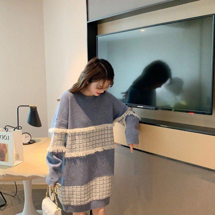 超ポイント祭 期間限定 きれいめ 冬 40代 レディース ニットワンピース ロング丈 3色 大きいサイズ 大人 カジュアル 切り替え オシャレ ワンピース チェック 長袖 韓国風 ワンピース ワンピース お届け方法によって納期が違う 了解です Www Collectiviteslocales Fr