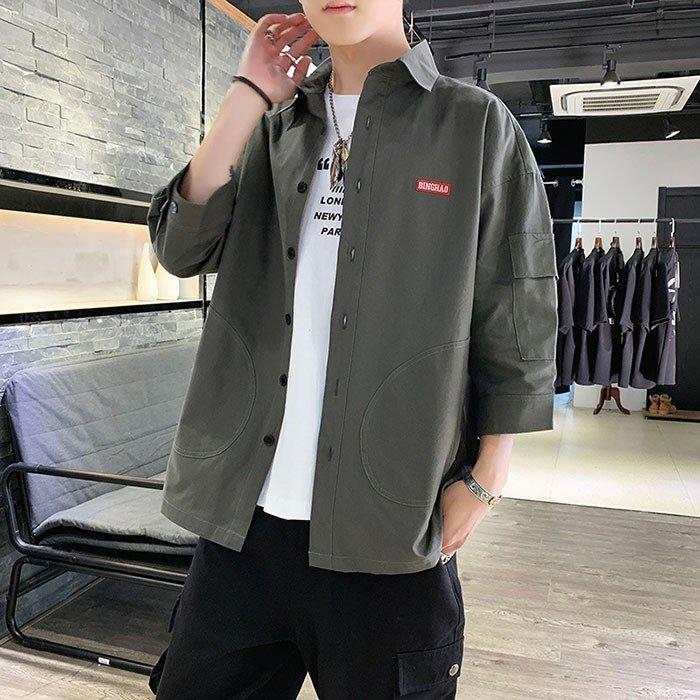 バーゲンで 無地 五分袖丈 メンズ カジュアルシャツ メンズ シャツ トップス 今年春夏新作 アメカジ シャツ 薄て 通勤 アウトドア 五分 七分袖 カラー グレー Proksi Si