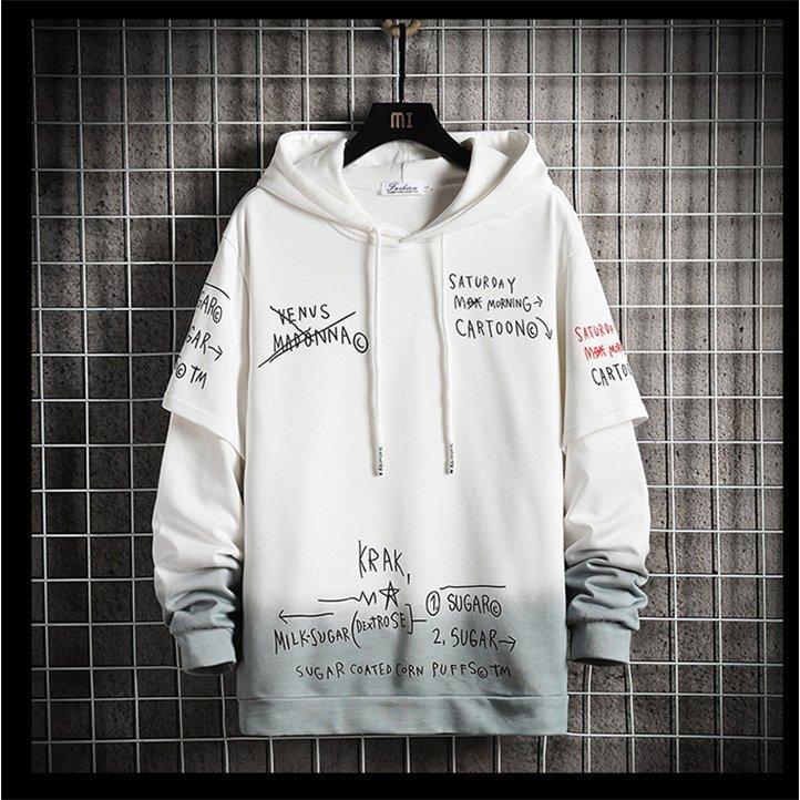 限定セール Tシャツ レイヤード 重ね着 メンズ パーカー 長袖 春 秋 トレーナー ジップアップ カジュアル パーカー サイズ L Proksi Si