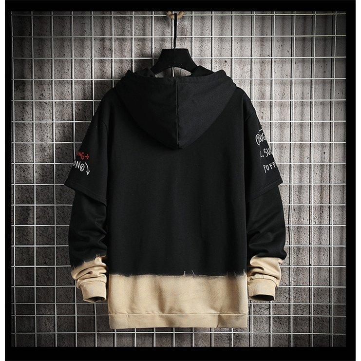 限定セール Tシャツ レイヤード 重ね着 メンズ パーカー 長袖 春 秋 トレーナー ジップアップ カジュアル パーカー サイズ L Proksi Si