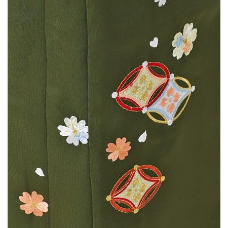 往復送料無料 2泊3日 卒業式袴 レンタル セット 鶯色地 No.055-0048 