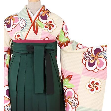 往復送料無料 2泊3日 卒業式袴 レンタル セット クリーム地 No.055-0058_1