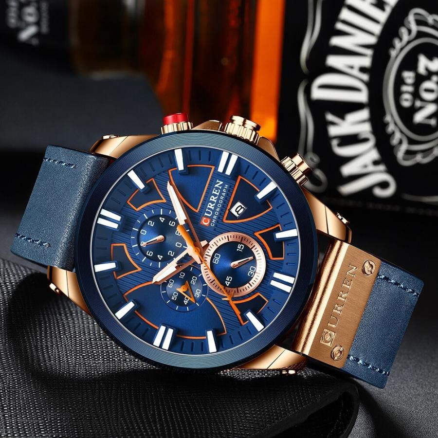 買得 腕時計 メンズ 40代 カレン ファッションクオーツ rose blue 50代 おすすめ 腕時計