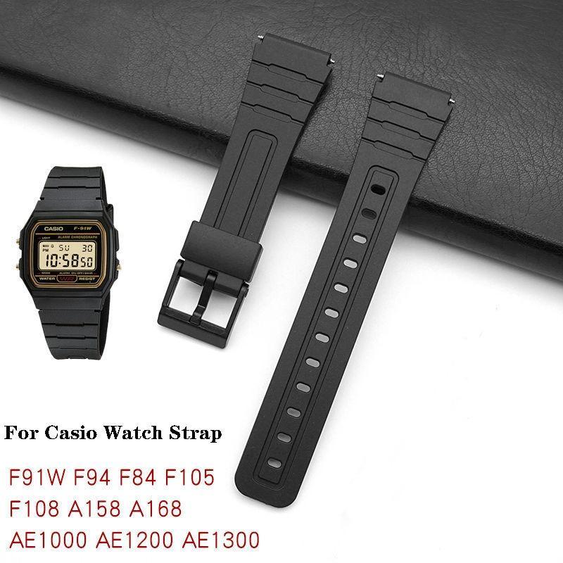 デジタル腕時計 ブラック シリコンバンド 互換品】腕時計 ベルト バンド 交換 カシオ 互換品 シリコン 18mm 快適