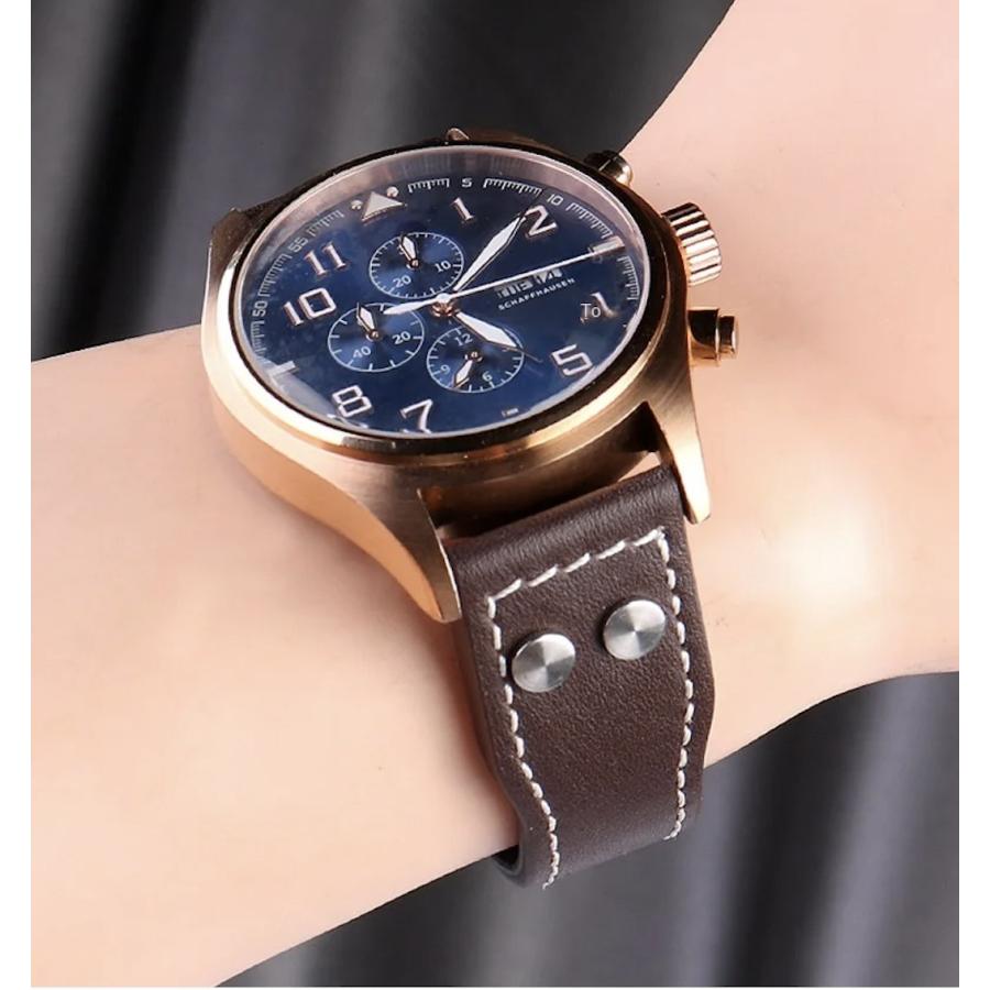 IWC ビッグパイロット用 ダークブラウン バッファロー　レザー 時計ベルト 互換品】腕時計 ベルト バンド 交換 IWC ビッグパイロット 互換品 牛革