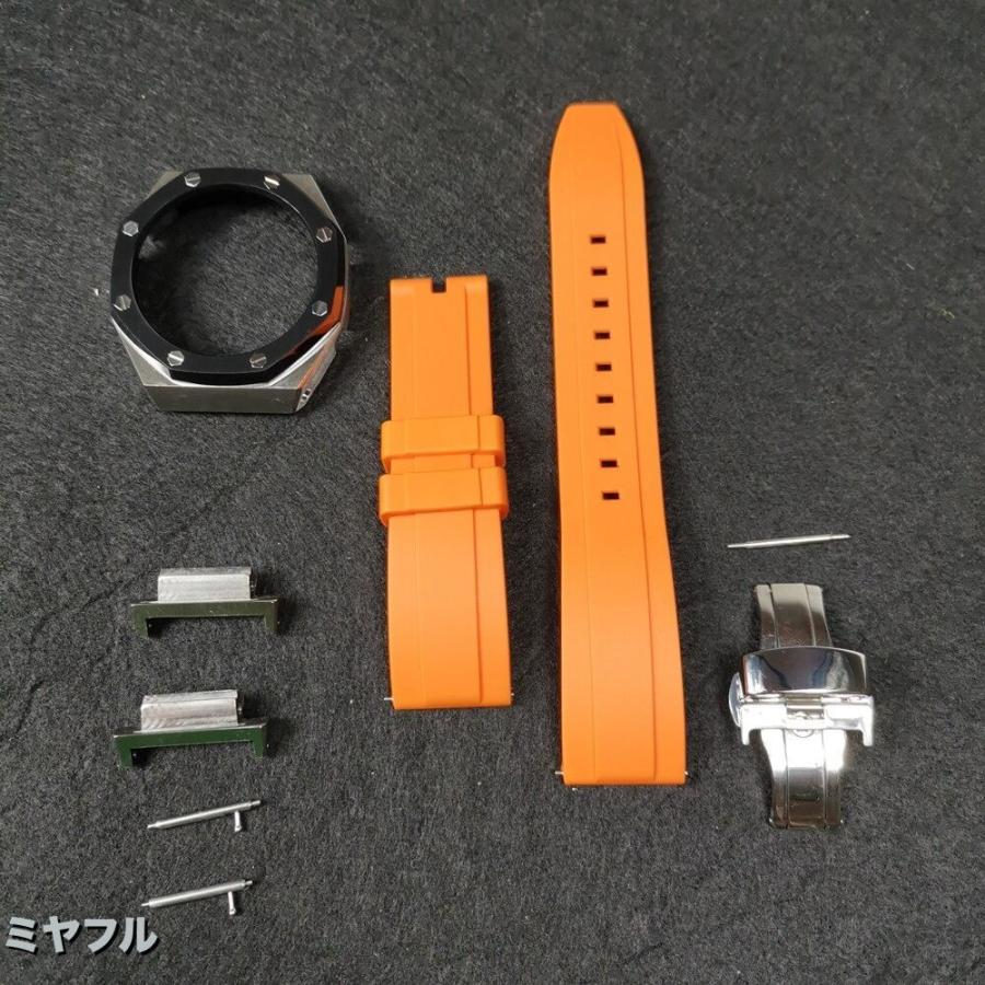 G-SHOCK GA2100  カシオーク オレンジベルトカスタム 互換品】Gショック ベルト交換 GA-2100 2110用 ウォッチ
