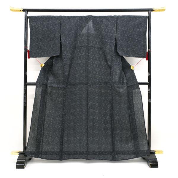 超特大 売切 夏物 着物 能登上布 石川県 無形文化財 本麻 黒藍 ブルー 