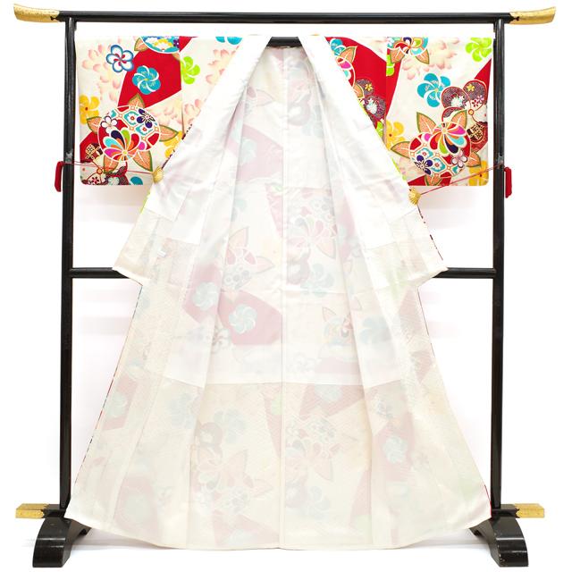 訪問着 着物 中古 正絹 袷 フォーマル 落款 花模様 桜 アイボリー 多色 金 身丈161cm 裄67.5cm M きもの北條 A995-18 訪問着 着物 中古 正絹 袷 フォーマル 落款 花模様 桜 アイボリー 多色