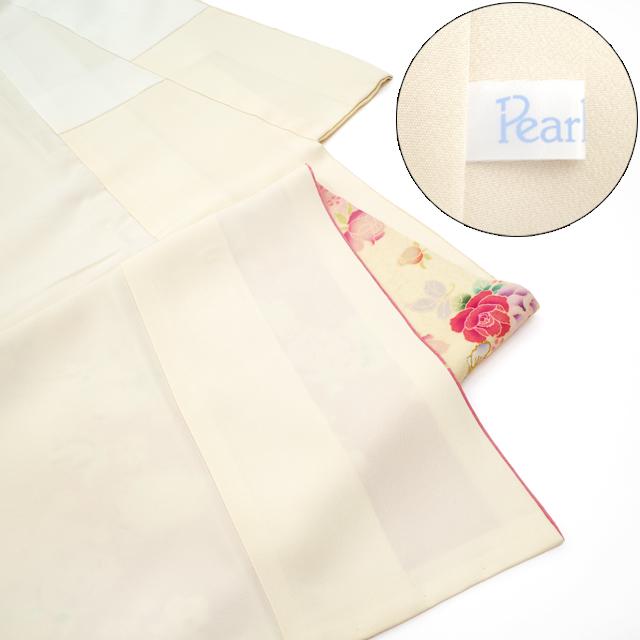 訪問着 着物 正絹 袷 JUNAMIMISAKO ブランド クリームベージュ バラ 蝶 桜 中古 仕立て上がり 身丈166.5 裄丈68 Ｌサイズ みやがわ hm0022 訪問着 着物 正絹 袷 JUNAMIMISAKO ブランド クリームベージュ地 バラ