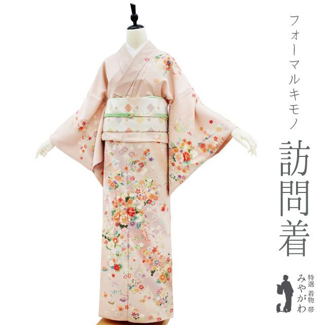 特選 訪問着 着物 未使用 袷 作家物 本加工 金駒刺繍 雪輪に花模様 抹茶色 多色 金 身丈168cm 裄68.5cm L トール きもの北條 A1073-5 特選 訪問着 着物 未使用 袷 作家物 本加工 金駒刺繍 雪輪に花模様