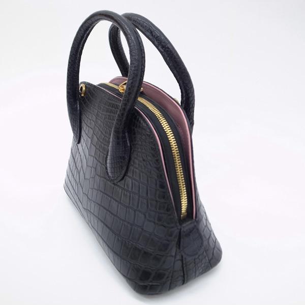 美品✨クロコダイル マットクロコ JRA認定 ワニ革 ハンドバッグ ブラック 日本製 クロコダイル マット トートバッグ メンズ 鞄 クロコ JRA 本革