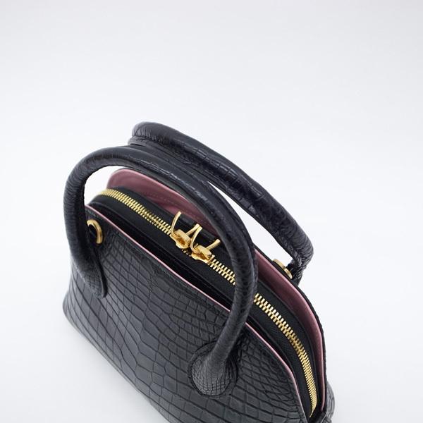 美品✨クロコダイル マットクロコ JRA認定 ワニ革 ハンドバッグ ブラック 縦型トートバッグ クロコダイル マットブラック 黒 ワニ革 CROCODILE