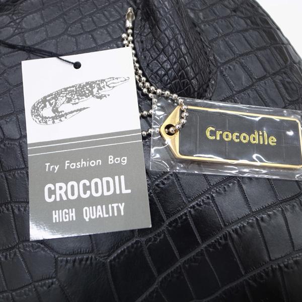 新古品】クロコダイル ハンドバッグ マット クロコ ワニ革 2WAY 黒