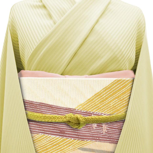 すごい値！袋帯 正絹 上質 長尺 全通 金糸 クリーム色 桜 熨斗 美品  