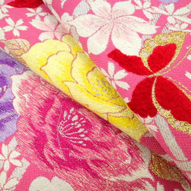 袋帯 正絹 振袖 豪華 薔薇尽し 西陣織 新品未使用品 京都西陣織「大光織物謹製」 美しい花模様 豪華な 銀色 振袖にも