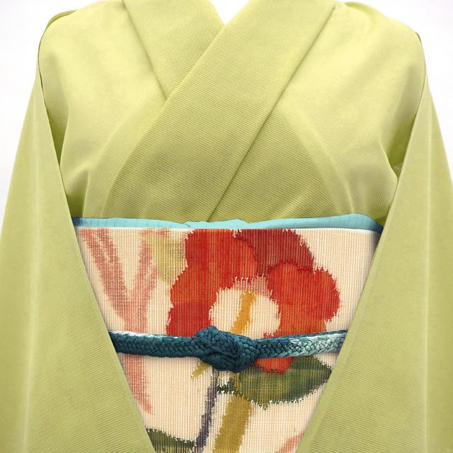 すごい値！ 夏物 名古屋帯 八寸 開き仕立て 未使用 正絹 薄ベージュ 花 織り柄 夏帯 夏 カジュアル 新古品 仕立て上がり みやがわ neb01637 すごい値！ 夏物 名古屋帯 八寸 開き仕立て 未使用 正絹 薄ベージュ 花