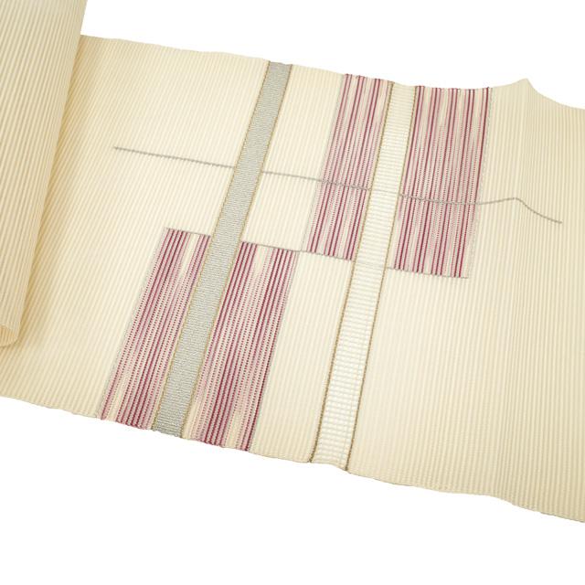 すごい値！ 夏物 名古屋帯 八寸 未使用 絽綴れ 正絹 アイボリー