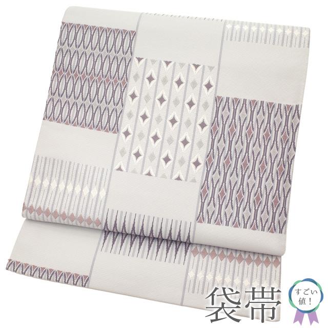 袋帯 京都 西陣 全通柄 全通 ライトグレー 雪輪 正絹 絹 中古 kp1975 袋帯 京都 西陣 全通柄 全通 ライトグレー 雪輪 正絹 絹 中古 kp1975