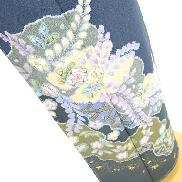 6900］訪問着 美品 流水鼓扇面花文様 絞り 金彩 正絹 着物 袷-