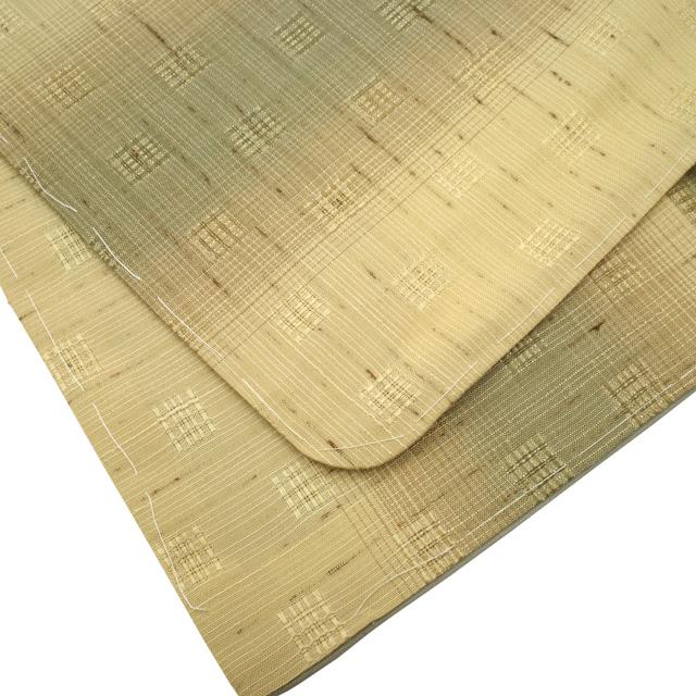 すごい値！ ぜんまい紬 着物 正絹 袷 紬 ベージュ グレー ぼかし 縞