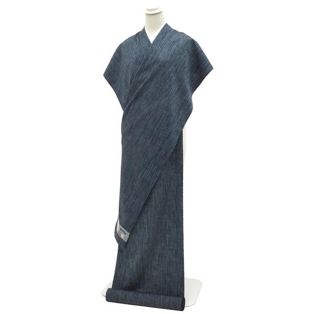すごい値! 紬 反物 着物 正絹 京都 西陣 縞つむぎ 藍色 縞 織り すごい値! 紬 反物 着物 正絹 京都 西陣 縞つむぎ 藍色 縞 織り