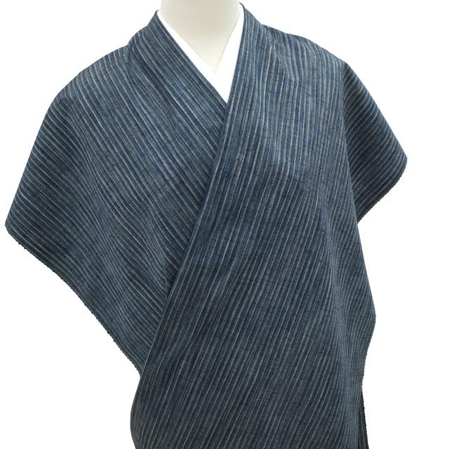 すごい値! 紬 反物 着物 正絹 京都 西陣 縞つむぎ 藍色 縞 織り すごい値! 紬 反物 着物 正絹 京都 西陣 縞つむぎ 藍色 縞 織り