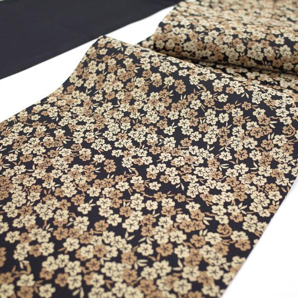 袋帯 19800円均一 上質 西陣 京都 黒 ベージュ 小花 尽くし 花柄