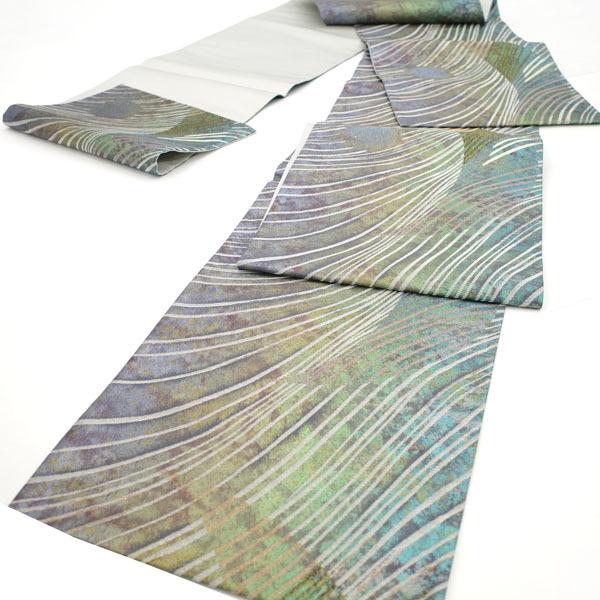 袋帯 19800円均一 上質 金銀糸 ラメ糸 孔雀の羽根 のような素敵な  