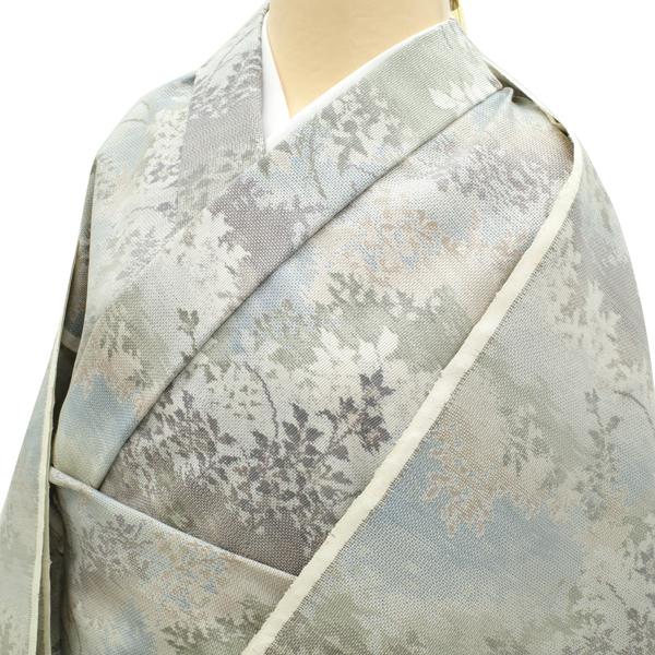 本場大島紬 白大島 藤絹織物 着物 着尺 反物 草原の風 草花柄 特横双絣