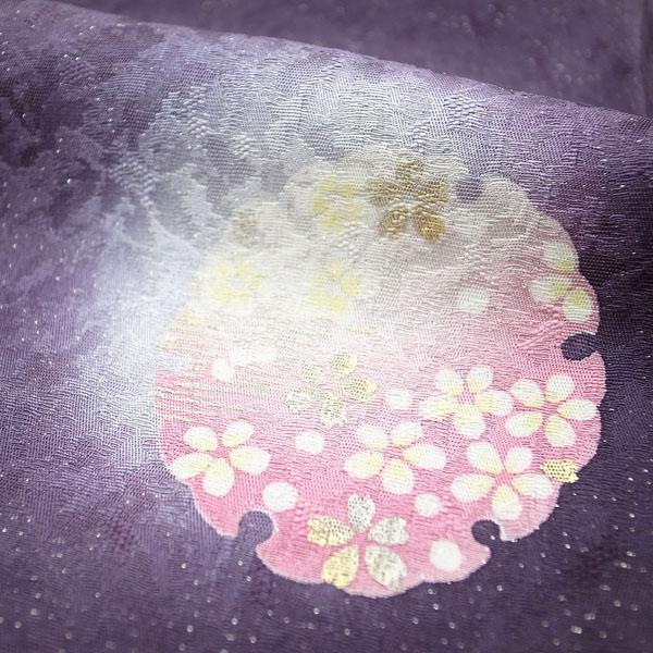正絹 丹後ちりめん お着物 作家者 桜絞り 夜桜 銀欄