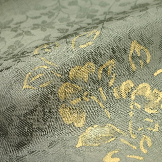 野蚕糸 訪問着 袷 着物 正絹 紬 ムガシルク 金彩加工 グリーングレー 新古品 仕立て上がり 身丈155.5 裄62.5 Ｓサイズ みやがわ sb12232 野蚕糸 訪問着 袷 着物 正絹 紬 ムガシルク 金彩加工 グリーングレー